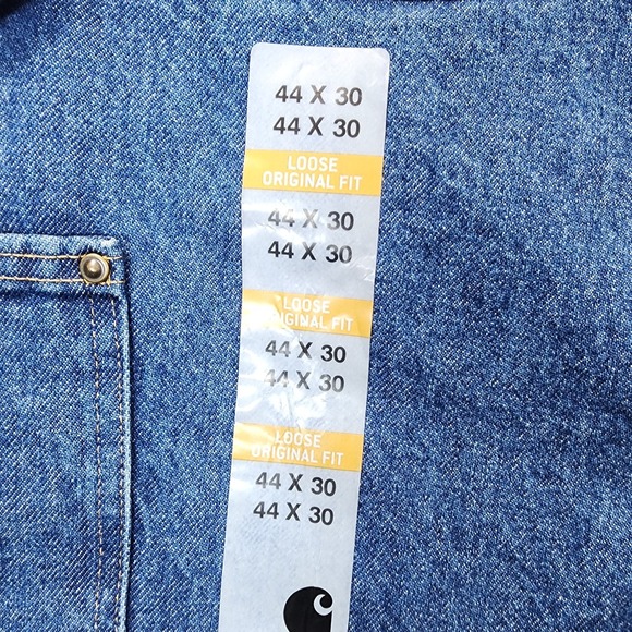 Carhartt B73 DST MENS 44X30 Double Knee Loose Fit Carpenter Blue Denim Jeans - Picture 10 of 13